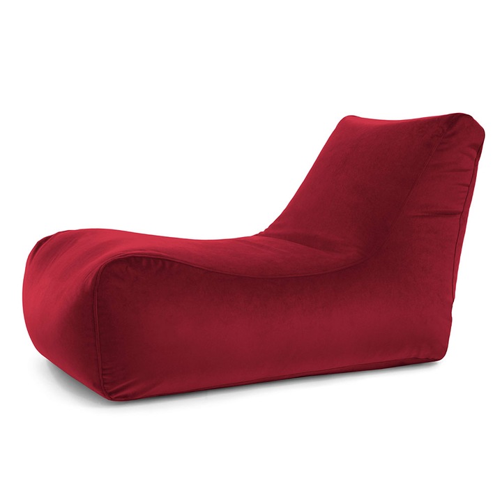Fotoliu Lazyboy Lounger Velvet, husa detasabila, husa interioara, material stofa plusata, pretabil interior, culoare rosu