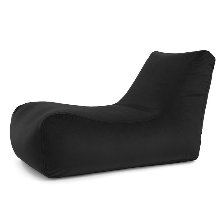 Fotoliu Lazyboy Lounger Velvet, husa detasabila, husa interioara, material stofa plusata, pretabil interior, culoare negru