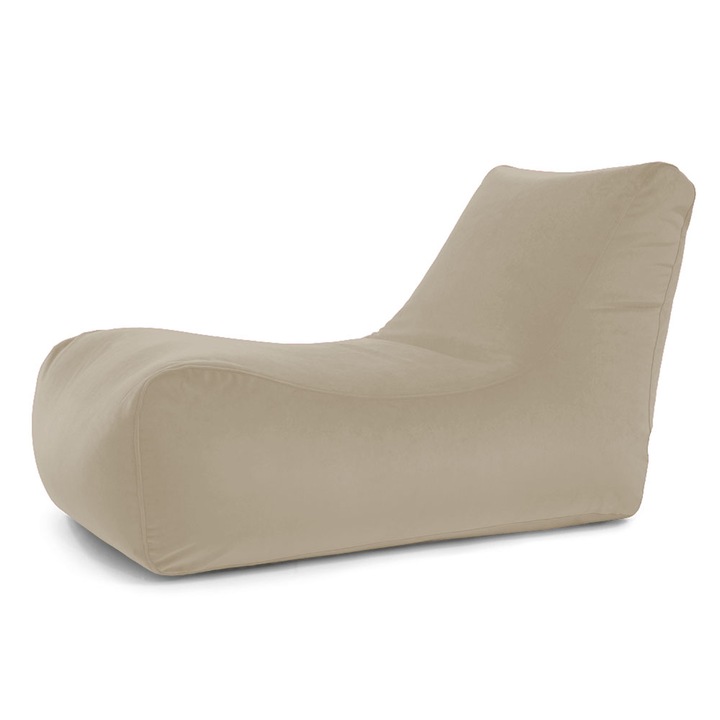 Fotoliu Lazyboy Lounger Velvet, husa detasabila, husa interioara, material stofa plusata, pretabil interior, culoare bej