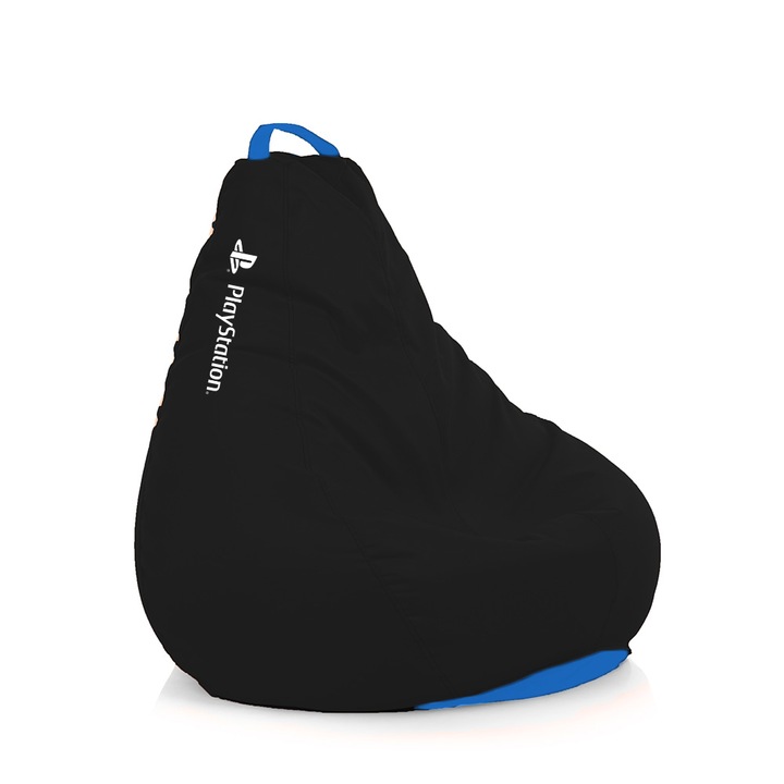 Fotoliu puf tip beanbag Lazyboy PLAYSTATION, impermeabil, dehusabil, Dirtproof, Interior/exterior, culoare negru, marime M