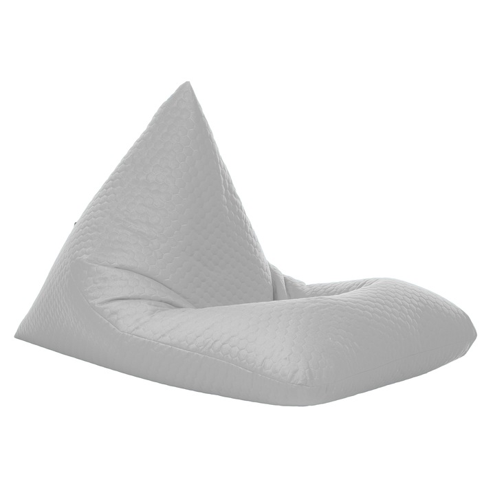 Fotoliu puf tip beanbag Lazyboy, model Lazy, material matlasat Honeycomb, impermeabil, Dirtproof, dehusabil, culoare gri deschis
