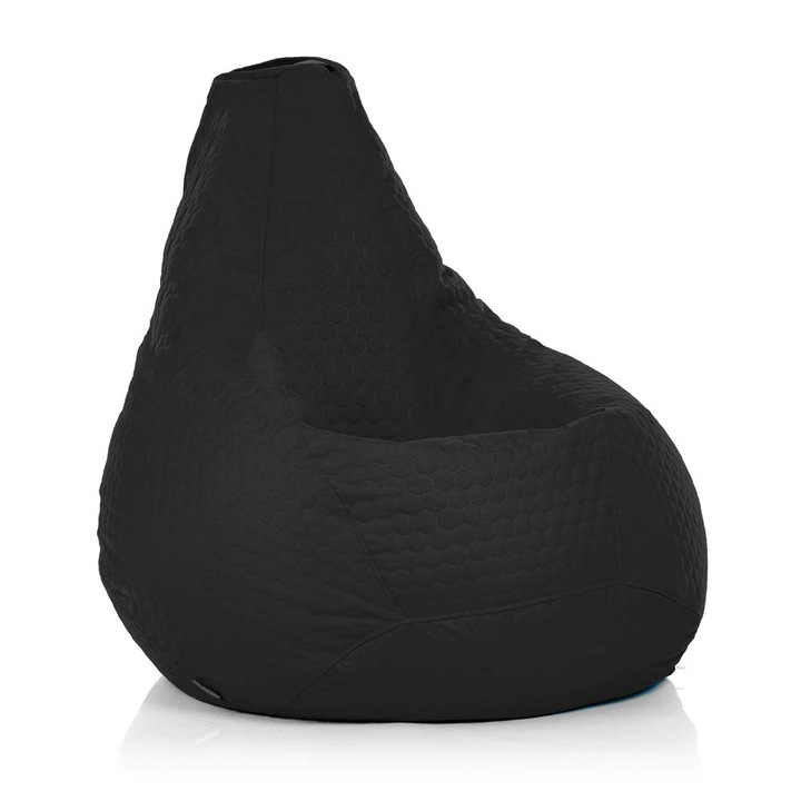 Fotoliu puf tip para Lazyboy XL, cu maner, impermeabil, dehusabil, dirtproof, material Honeycomb Matlasat, culoare negru