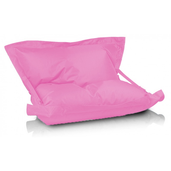 Fotoliu puf tip perna Lazyboy Pillow Straps, impermeabil, dehusabil, husa interioara, marime 170 x 130 cm, culoare roz