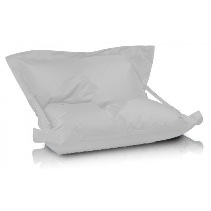 Fotoliu puf tip perna Lazyboy Pillow Straps, impermeabil, dehusabil, husa interioara, marime 170 x 130 cm, culoare gri deschis