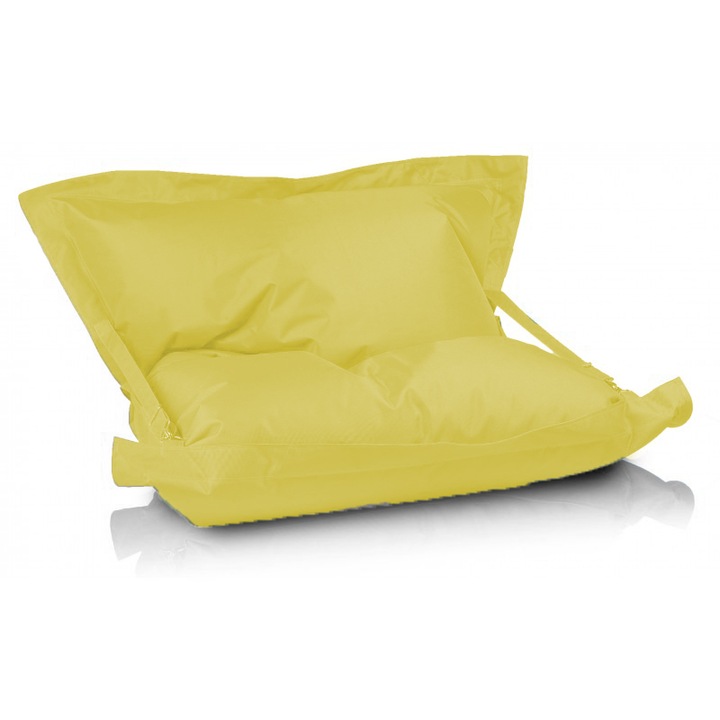 Fotoliu puf tip perna Lazyboy Pillow Straps, impermeabil, dehusabil, husa interioara, marime 170 x 130 cm, culoare galben