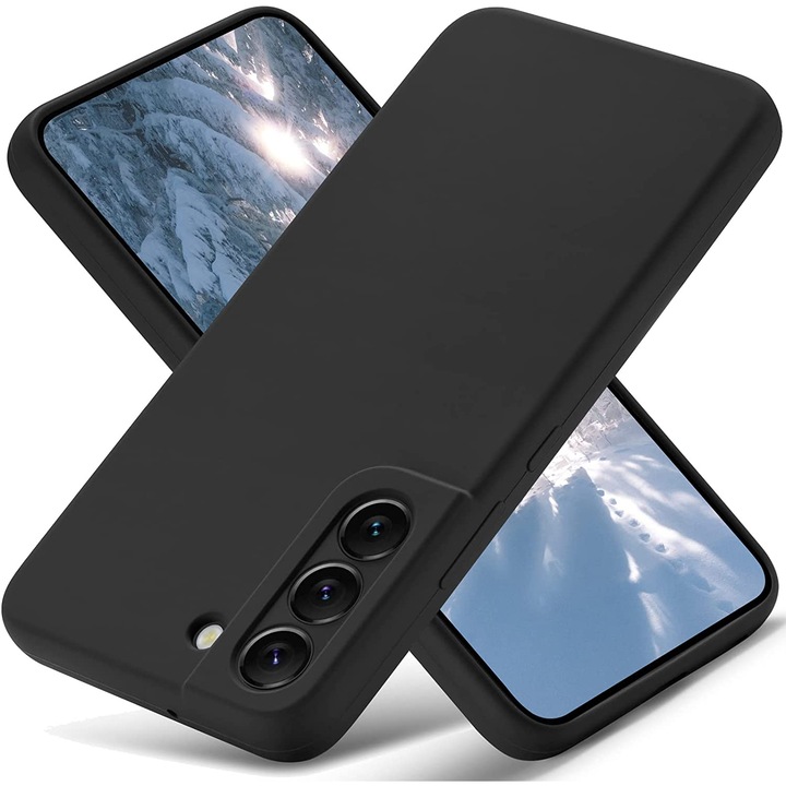 Мек силиконов калъф Daden®, съвместим със Samsung S21 FE, със защита на камерата, вътрешност от микрофибър, подобрена защита, черен