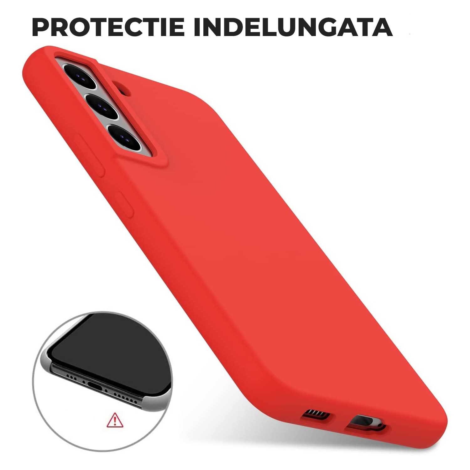 Husa Daden® Soft Silicone compatibila cu Samsung S21, Interior din Microfibra, Protectie sporita, Rosu