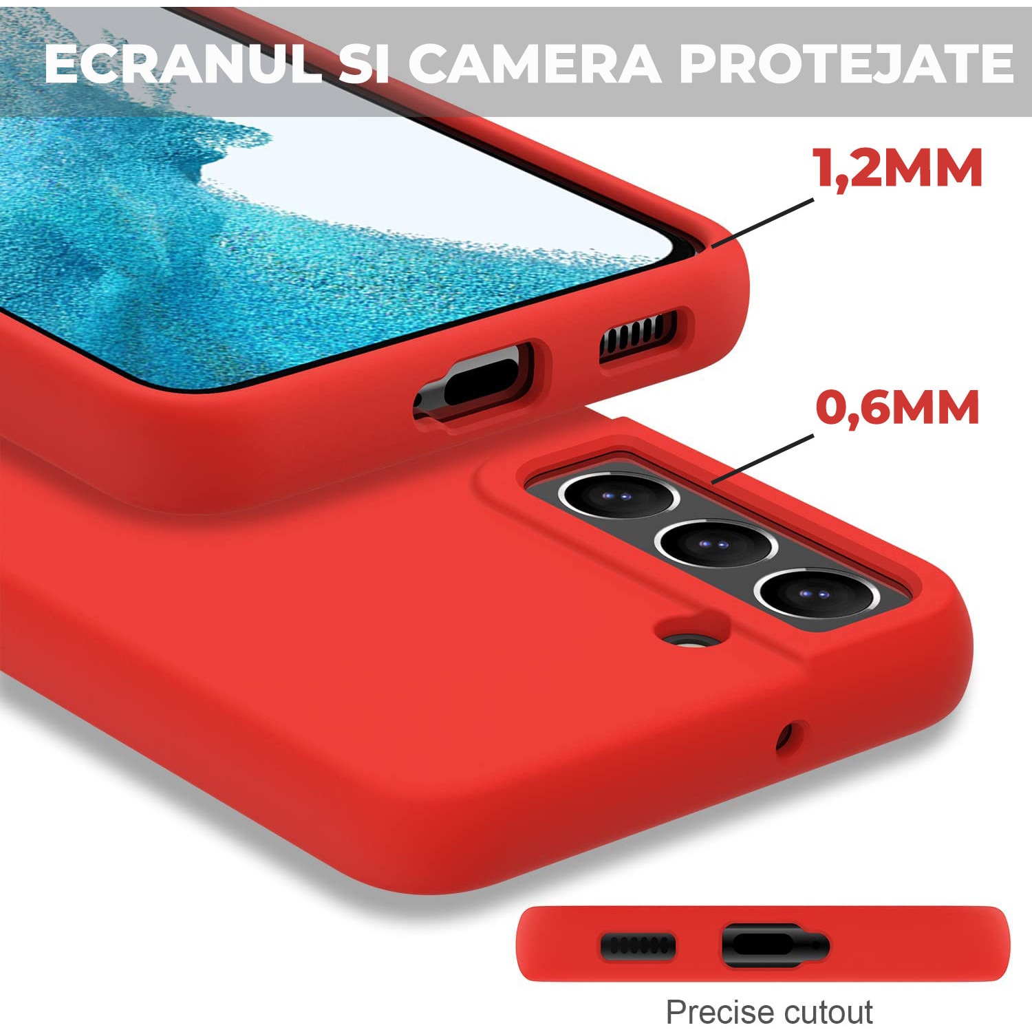 Husa Daden® Soft Silicone compatibila cu Samsung S21, Interior din Microfibra, Protectie sporita, Rosu