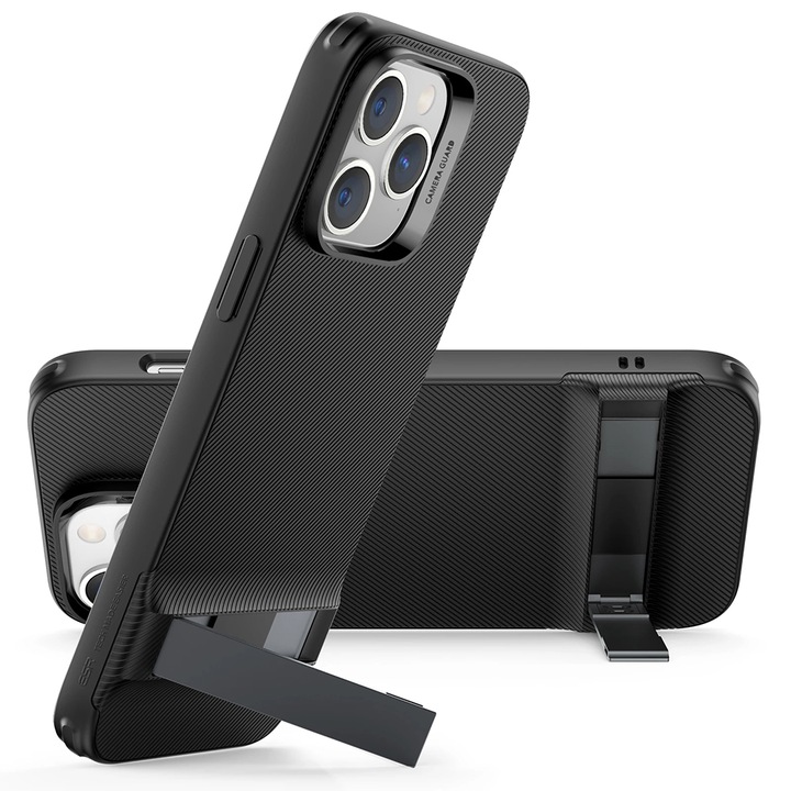 Защитен калъф, съвместим с Apple iPhone 14 Pro Max, Air Shield Boost, със стойка, TPU, черен