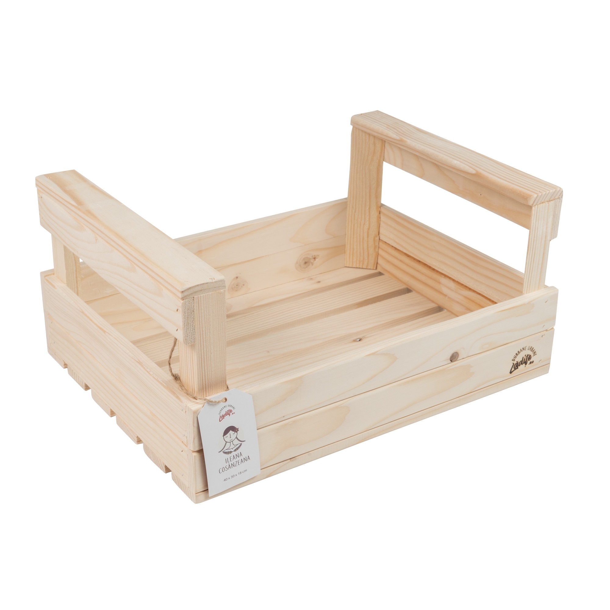 Ladita Lemn Molid Natur cu Manere 