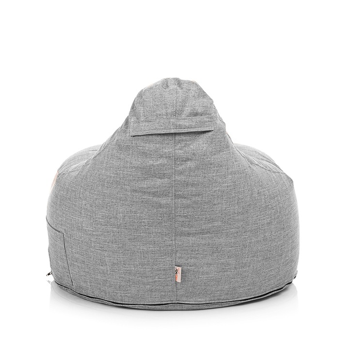 Скандинавско пуф кресло Shell, с дръжка, свалящ се капак, Мръсоустойчиво, водоустойчиво, сива тъкан