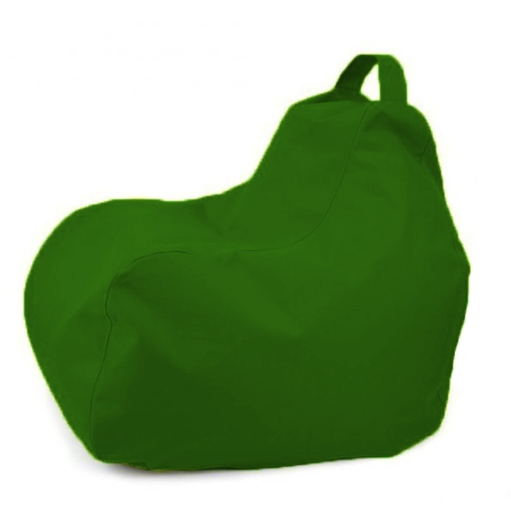 Fotoliu puf pentru copii Lazyboy Game, cu maner, buzunar lateral, impermeabil, lavabil, dehusabil, husa interioara, culoare Verde inchis