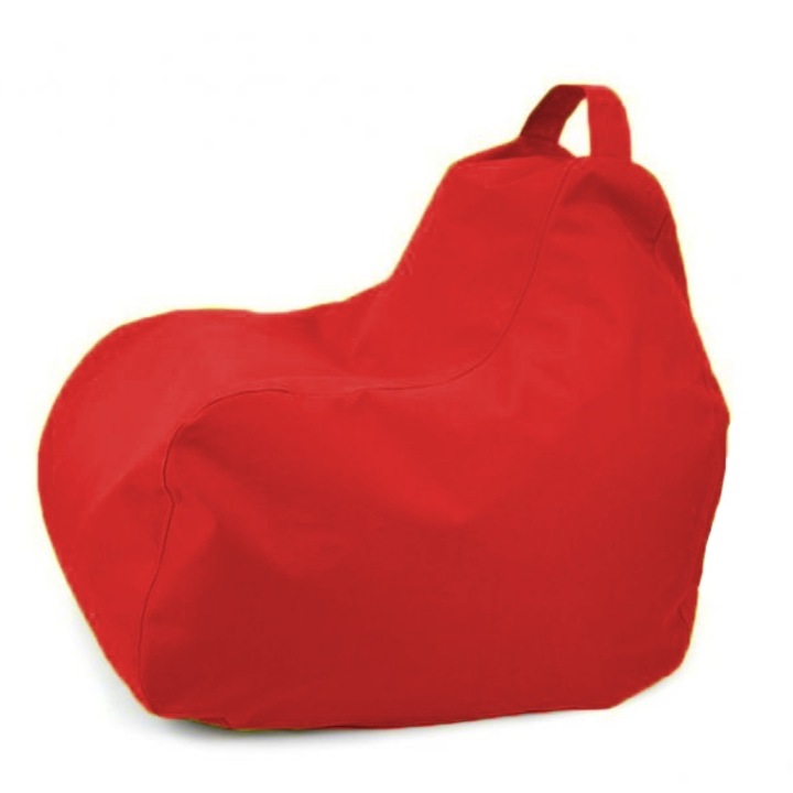 Fotoliu puf pentru copii Lazyboy Game, cu maner, buzunar lateral, impermeabil, lavabil, dehusabil, husa interioara, culoare rosu
