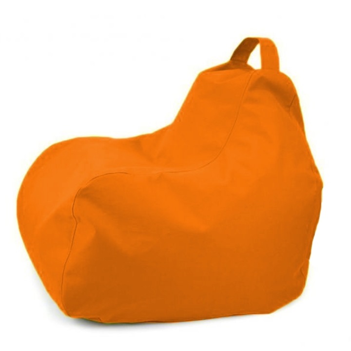 Fotoliu puf pentru copii Lazyboy Game, cu maner, buzunar lateral, impermeabil, lavabil, dehusabil, husa interioara, culoare portocaliu