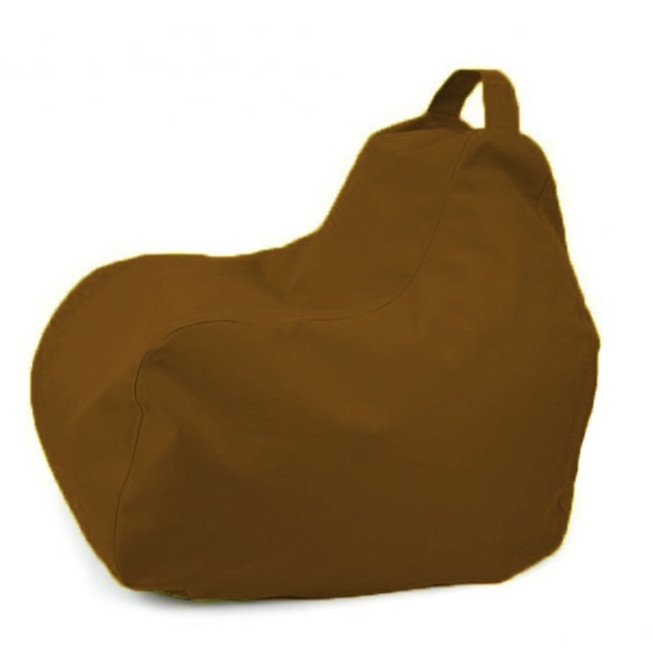 Fotoliu puf pentru copii Lazyboy Game, cu maner, buzunar lateral, impermeabil, lavabil, dehusabil, husa interioara, culoare maro