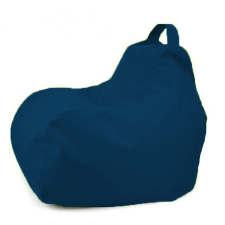 Fotoliu puf pentru copii Lazyboy Game, cu maner, buzunar lateral, impermeabil, lavabil, dehusabil, husa interioara, culoare bleumarin