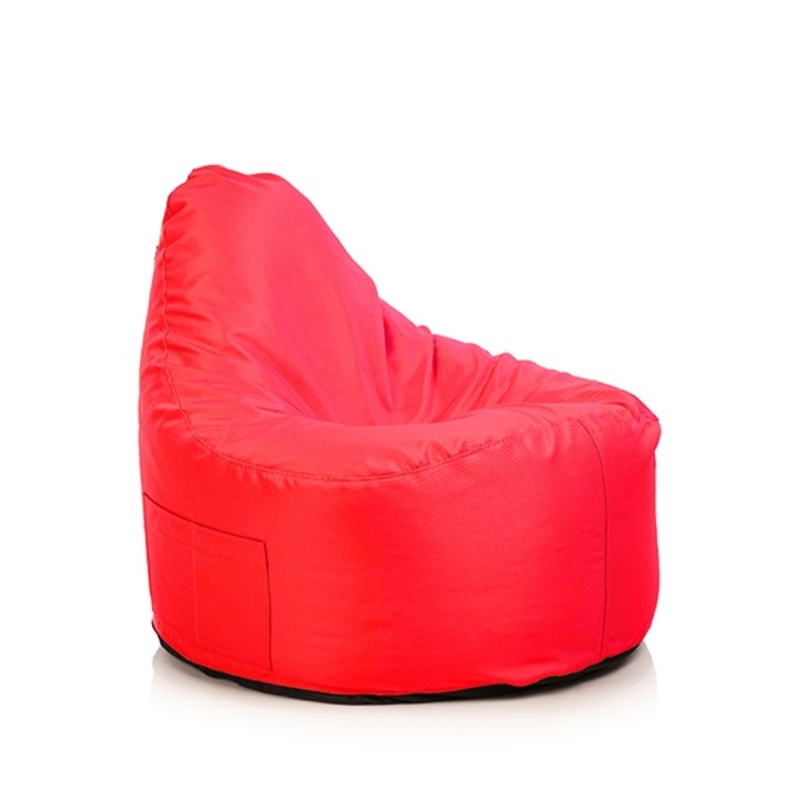 Пуф фотьойл Lazyboy Shell, с дръжка, страничен джоб, водоустойчиво, може да се пере, свалящ се калъф, вътрешен калъф, червен цвят