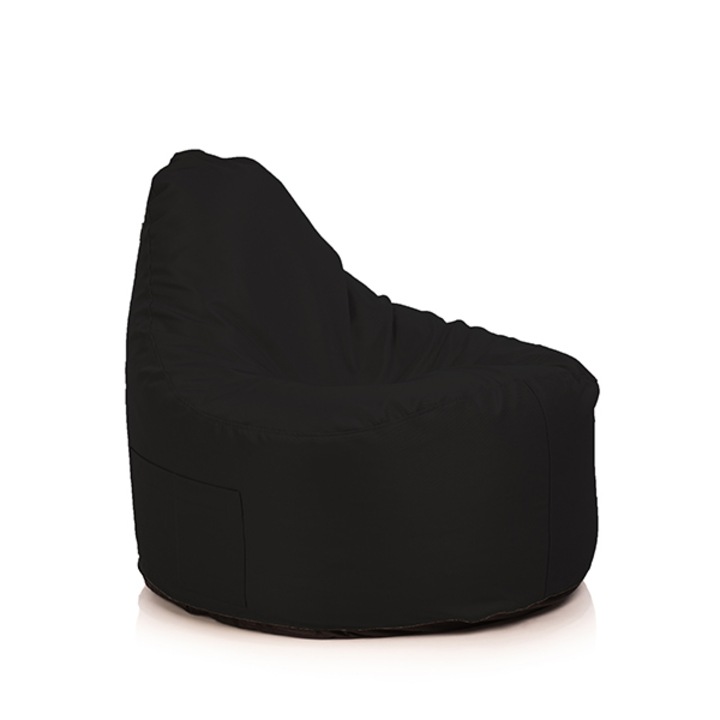 Fotoliu puf Lazyboy Shell, cu maner, buzunar lateral, impermeabil, lavabil, dehusabil, husa interioara, culoare negru