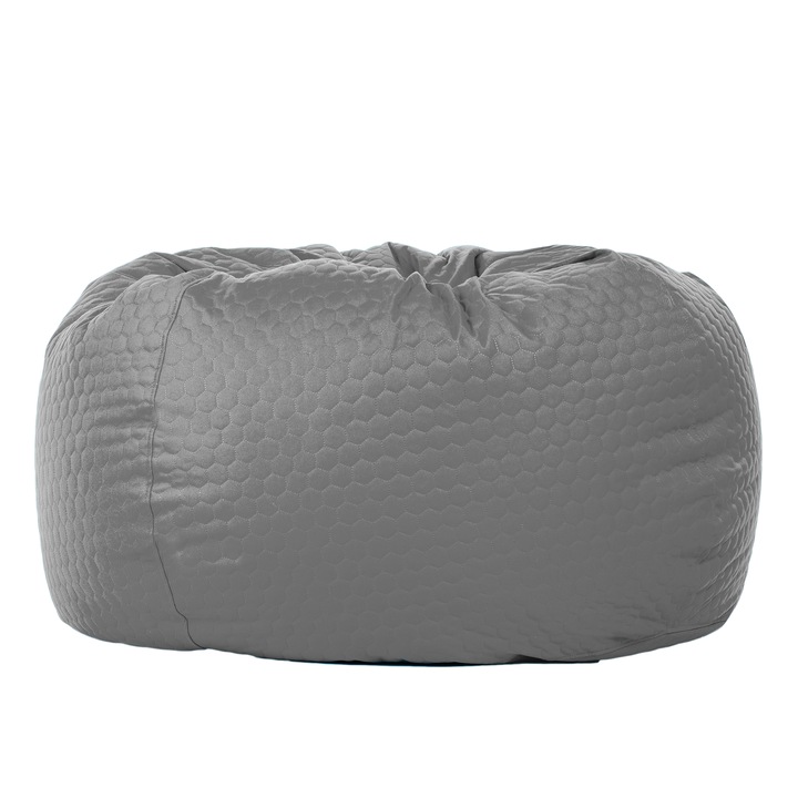 Fotoliu puf Lazyboy Cloud XL, impermeabil, dehusabil, husa interioara, dirtproof, material Honeycomb Matlasat, culoare gri inchis