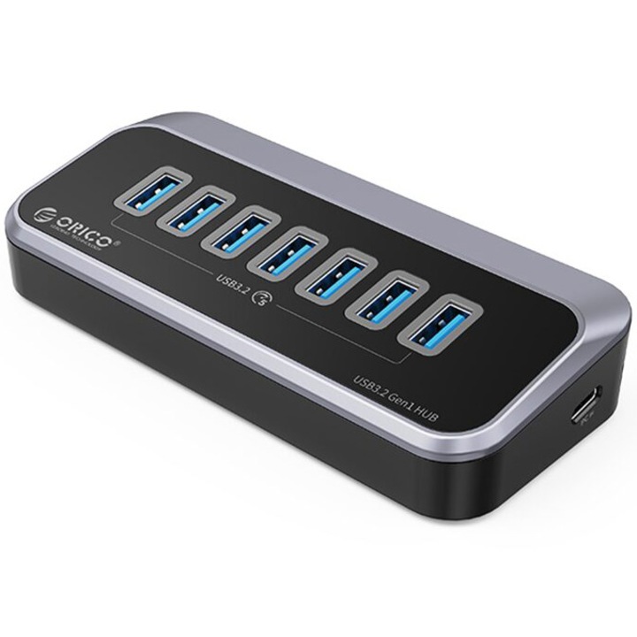 Хъб USB Orico M3U3-7A, 7xUSB 3.2 Type-A конектори, USB Type-C интерфейсен конектор, Дължина на кабела 100 см