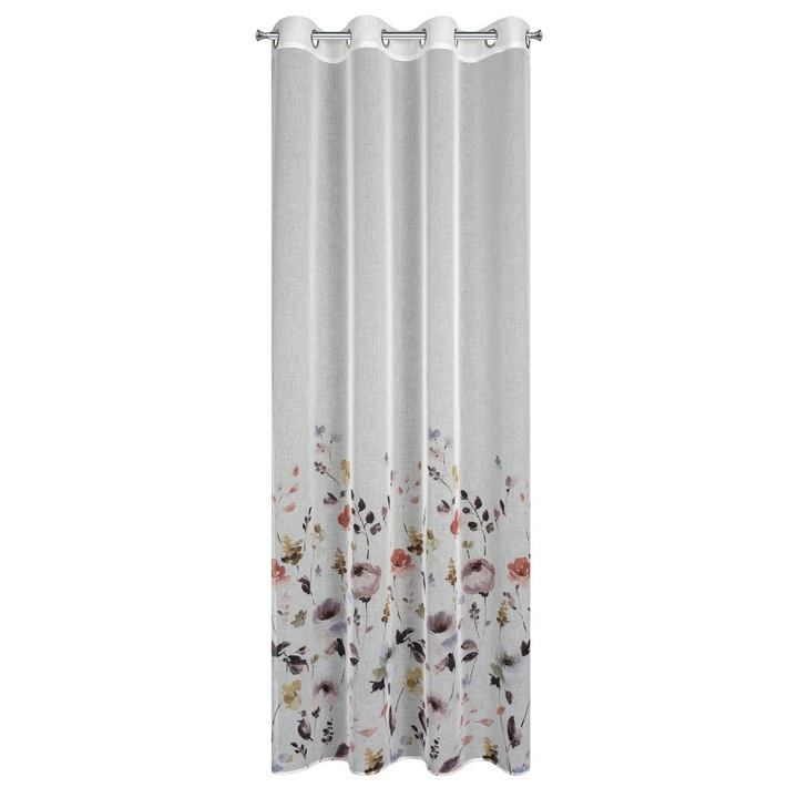 Завеса Eurofirany LAVIN, Метални халки, прахообразни бели полски цветя, 140x250 см