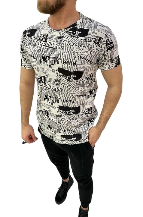 Kereknyakú mintás férfi póló, M