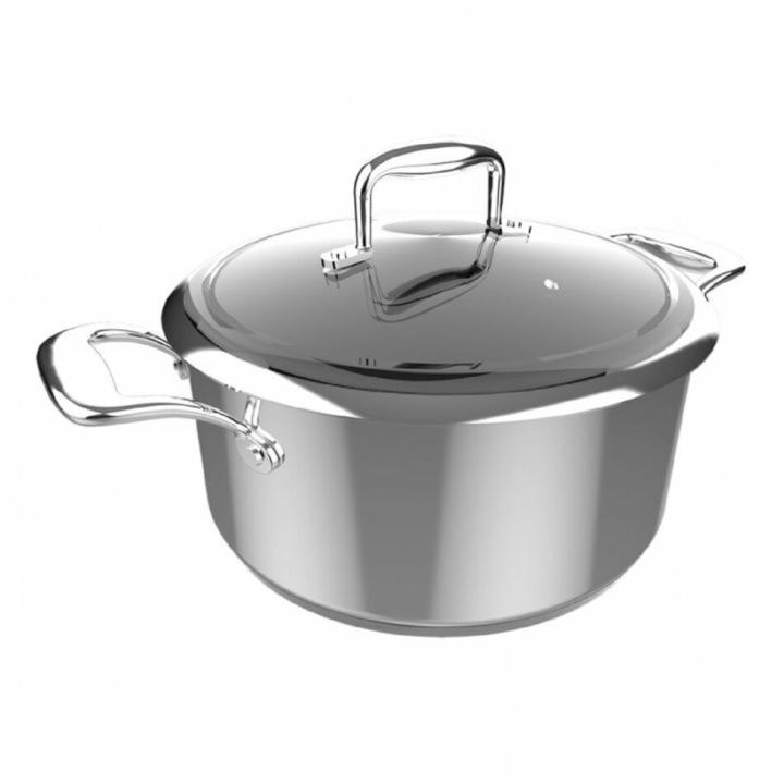 Oala cu capac, Cecotec, Inox, 24 cm, 4 l, Argintiu
