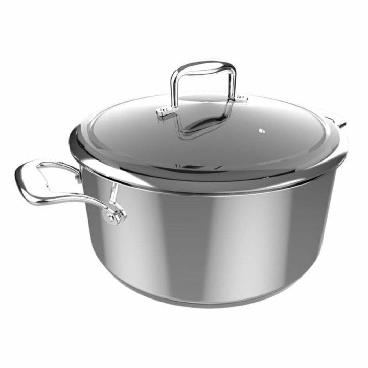 Oala cu capac, Cecotec, Inox, 28 cm, 7.5 l, Argintiu