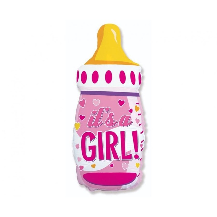Балон от фолио с форма на шише it's a GIRL Deco, Многоцветен, 43 x 80 см
