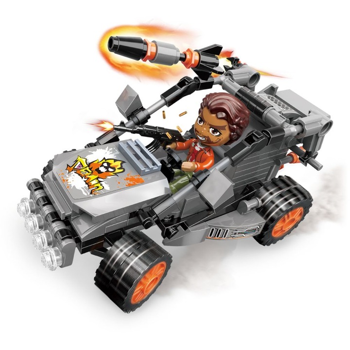 Set 127 piese constructie/1xfigurina, Qman, Masina, Multicolor, 6+