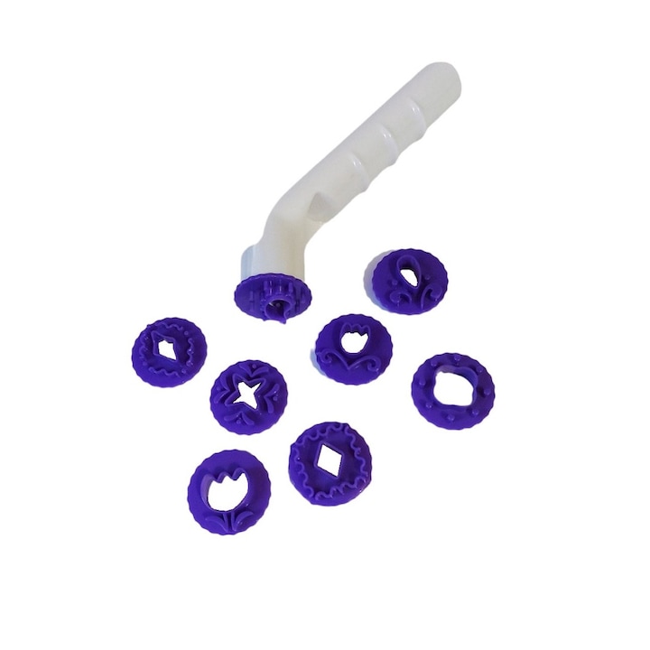 Set decupatoare Fondant, 9 piese, pentru cofetarie si patiserie, Mov, 368COF