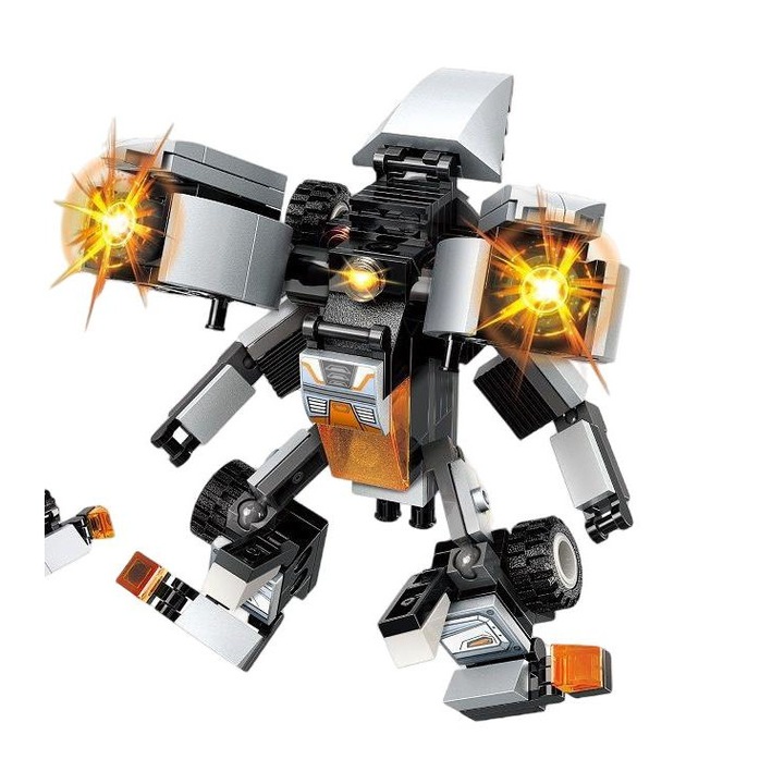 Set 136 piese constructie, Qman, Robot, Multicolor, 6+