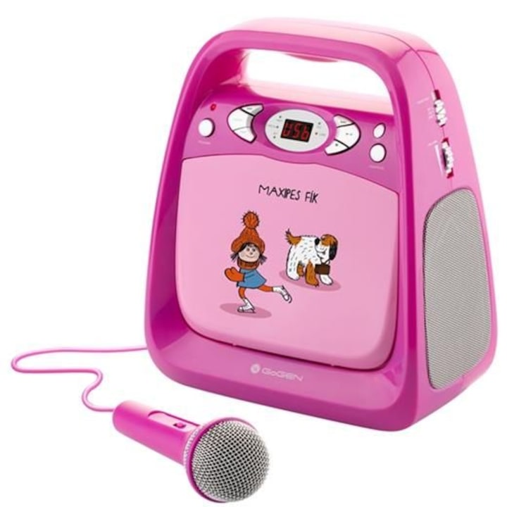 Boxa cu microfon pentru copii, GoGEN, CD Maxi Karaoke player, USB/Bluetooth, Roz