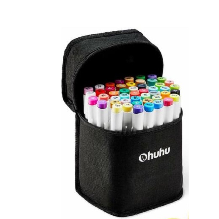 48 db Ohuhu alkoholjelző készlet, dupla hegyű, vastag és vékony, tárolótáska, többszínű