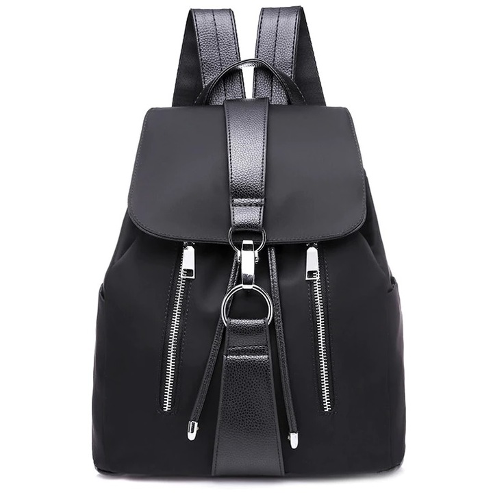 Hátizsák, Izmael, poliészter, 32 x 14 x 27 cm, fekete