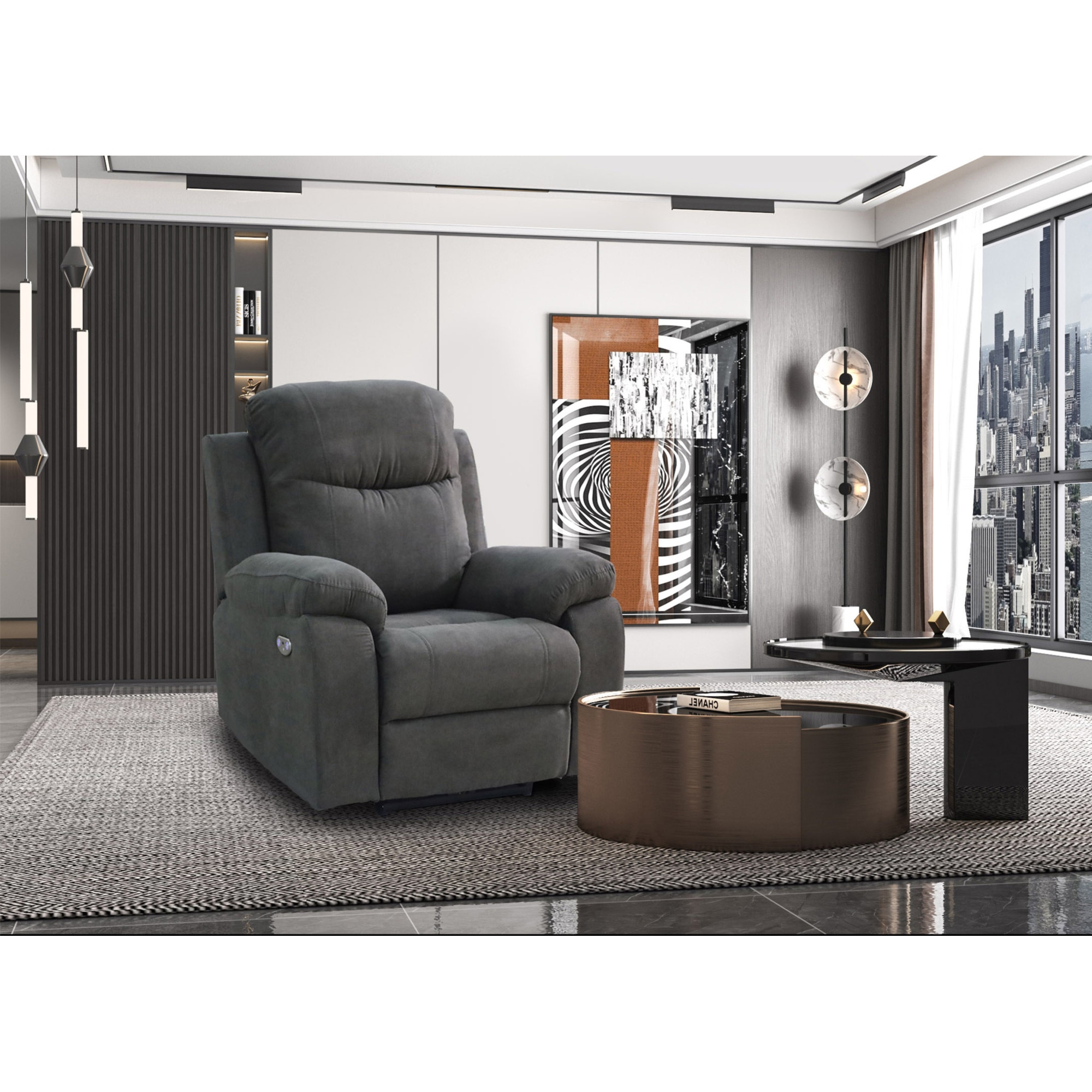 Fotoliu recliner Dublexo Styletto Light WoodTwist Charcoal