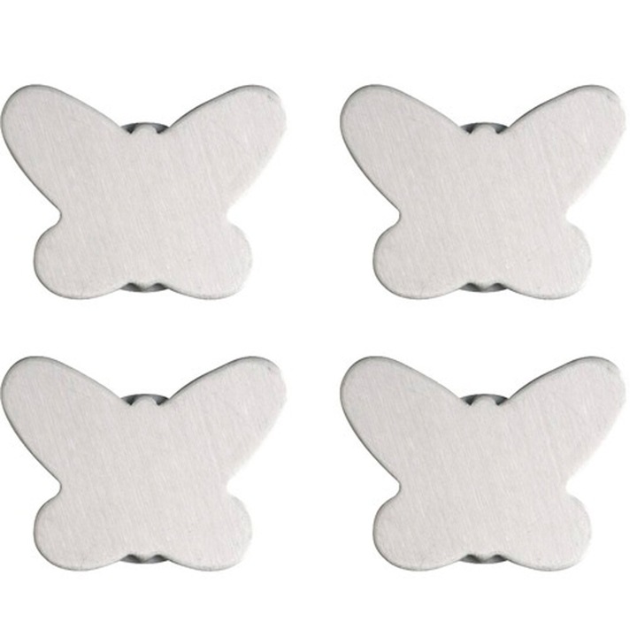 Set 4 greutati fixare fata de masa IS1195, Model fluture, magnetice, Argintiu