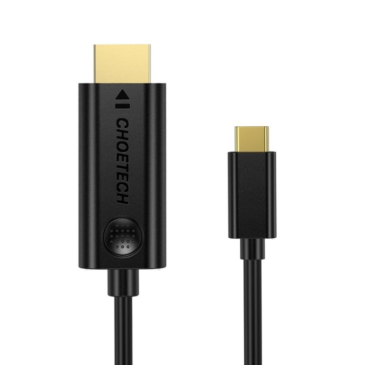 Choetech XCH-M18GY videoadapter kábel USB-C dugó-HDMI dugasz 2.0 4K @60Hz és USB-C 3.1 PD60W MacBook kompatibilis töltéshez, 1.8m, szürke