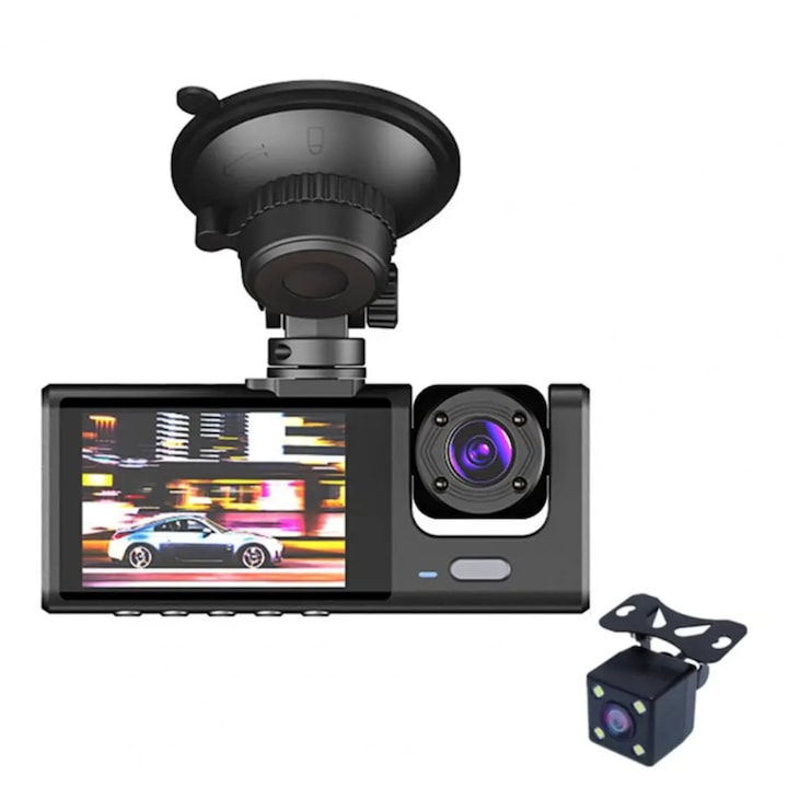 Camera Auto DVR Full HD, AlexVerity, unghi maxim de filmare 170 de grade, rezolutie 1080p, sensor de miscare, interior si exterior, Negru