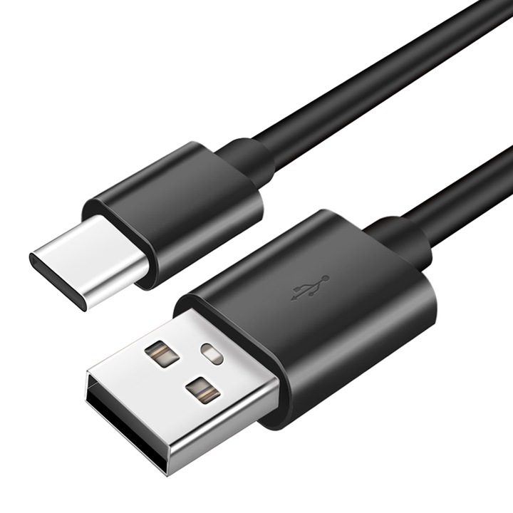 Cablu de date si incarcare USB Type C, 2,1A, 1 metru, negru