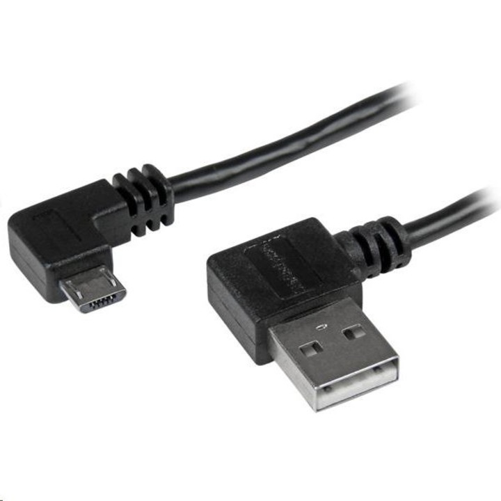 StarTech.com USB2AUB2RA1M USB кабел 1 м USB 2.0 USB A Micro-USB B Черен
