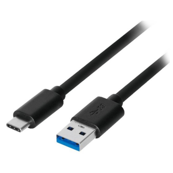 USB кабел, Akyga, AK-USB-24, USB A (m) / USB тип C (m), черен