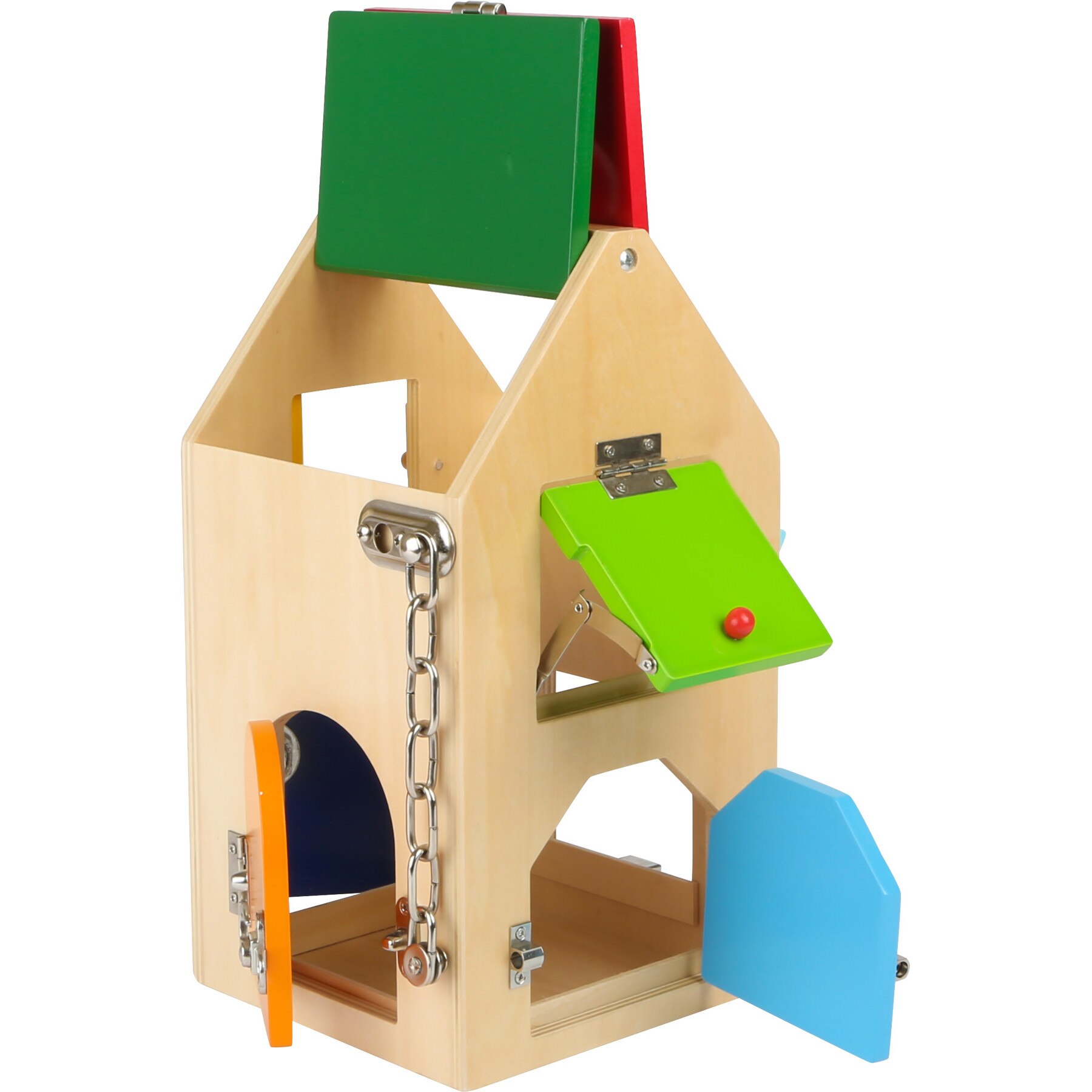Casuta incuietorilor din lemn, jucarie Montessori