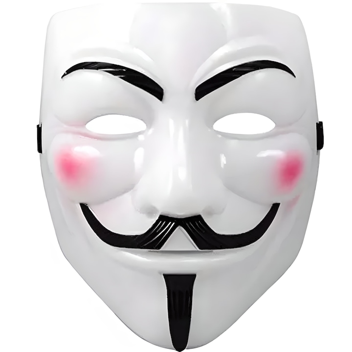 Маска Vendetta Anonymous Guy Fawkes за Хелоуин, пластмасова, бяла, универсален размер