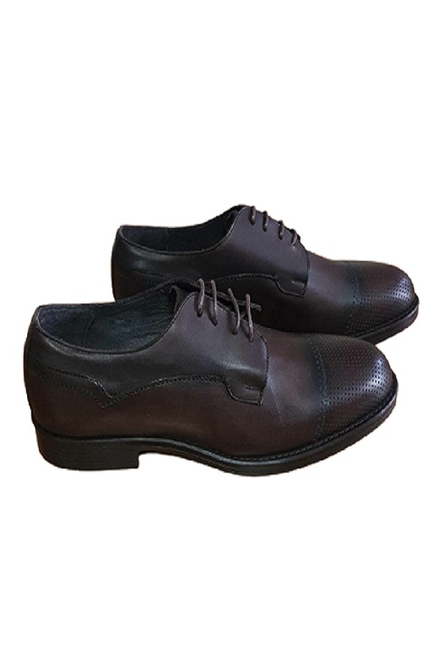 Pantofi din piele, cu sireturi, maro, 42