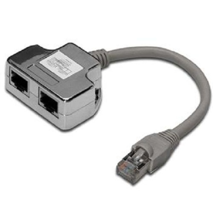 RJ45 модулен разпределителен хъб, 2 порта, 10/100Base T, сив