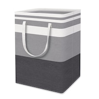 Cos de rufe, Darklove, Storage Large, Bumbac Canvas, Cos de rufe inalt pliabil cu manere extinse pentru jucarii de haine in dormitor si in familie, Impermeabila, 60 x 40 x 30 cm, Volum 75 litri, Gradient Grey