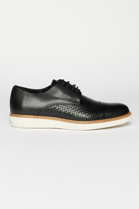 AC&Co, Pantofi derby din piele cu aspect texturat, Negru, 41