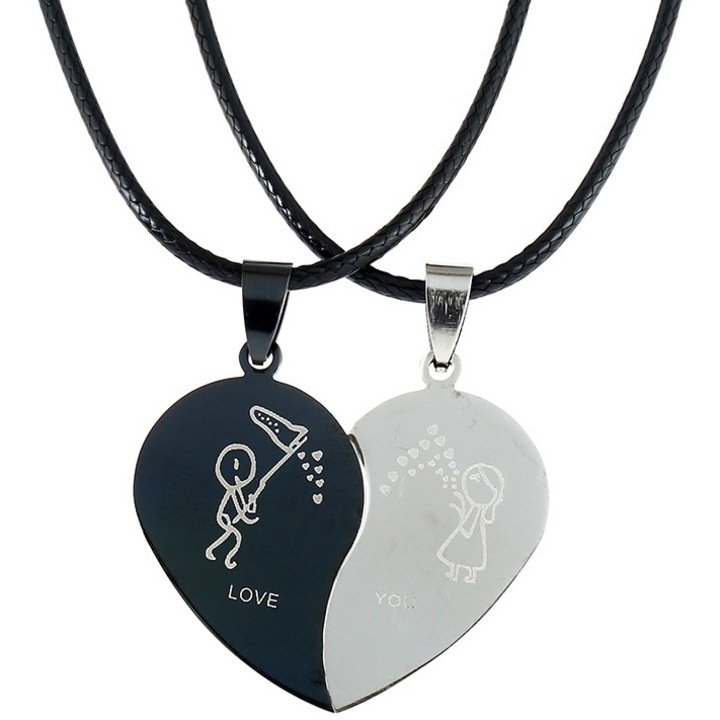 Női nyaklánc, Izmael, Rozsdamentes acél, Fekete/Ezüst