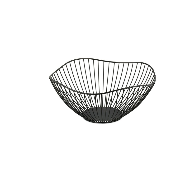 Cos negru pentru fructe, fabricat din metal robust, 11,5 x 26 cm